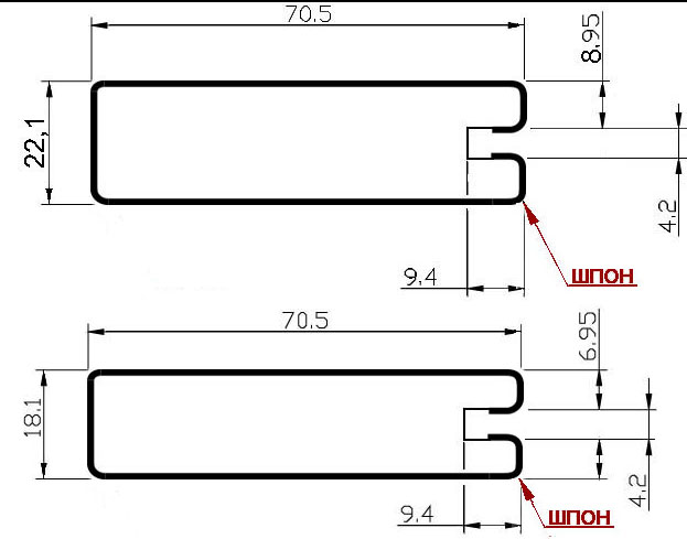 Шпонування. Приклад збірного рамкового шпонованого мдф фасаду зі шпонованого мдф профілю 022+016/90, дуб. #2